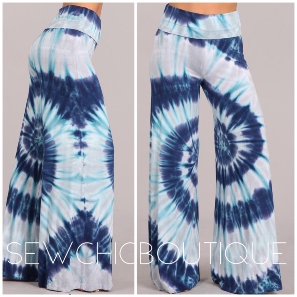 RESTOCKED! Blue Multi Swirl Tie Dye Palazzo Pants